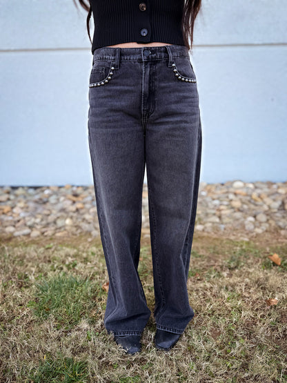 Hidden - Alyx Black Oversized Low Slung Studded Baggy Jeans
