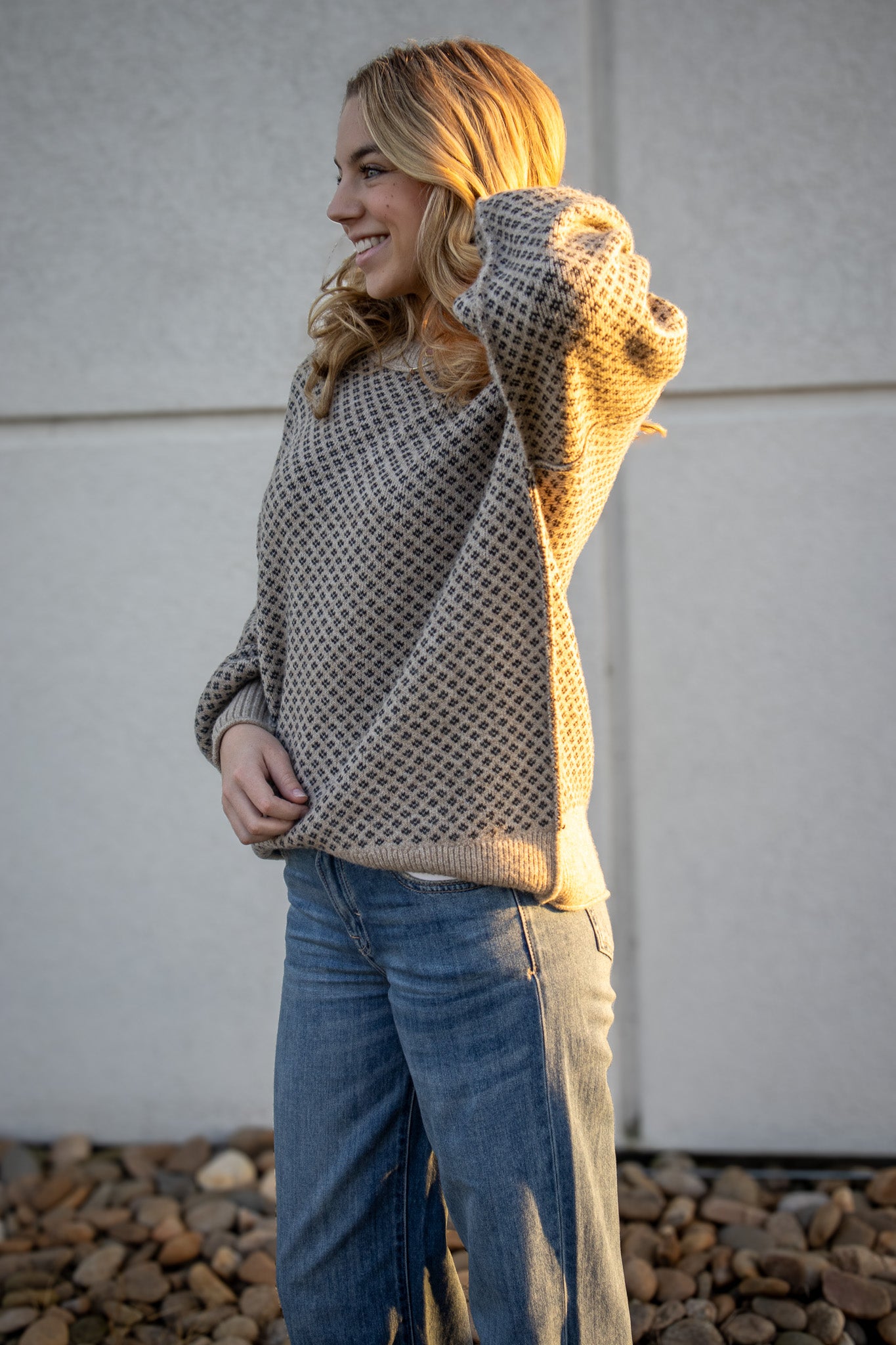 Cream and Black Knit Sweater