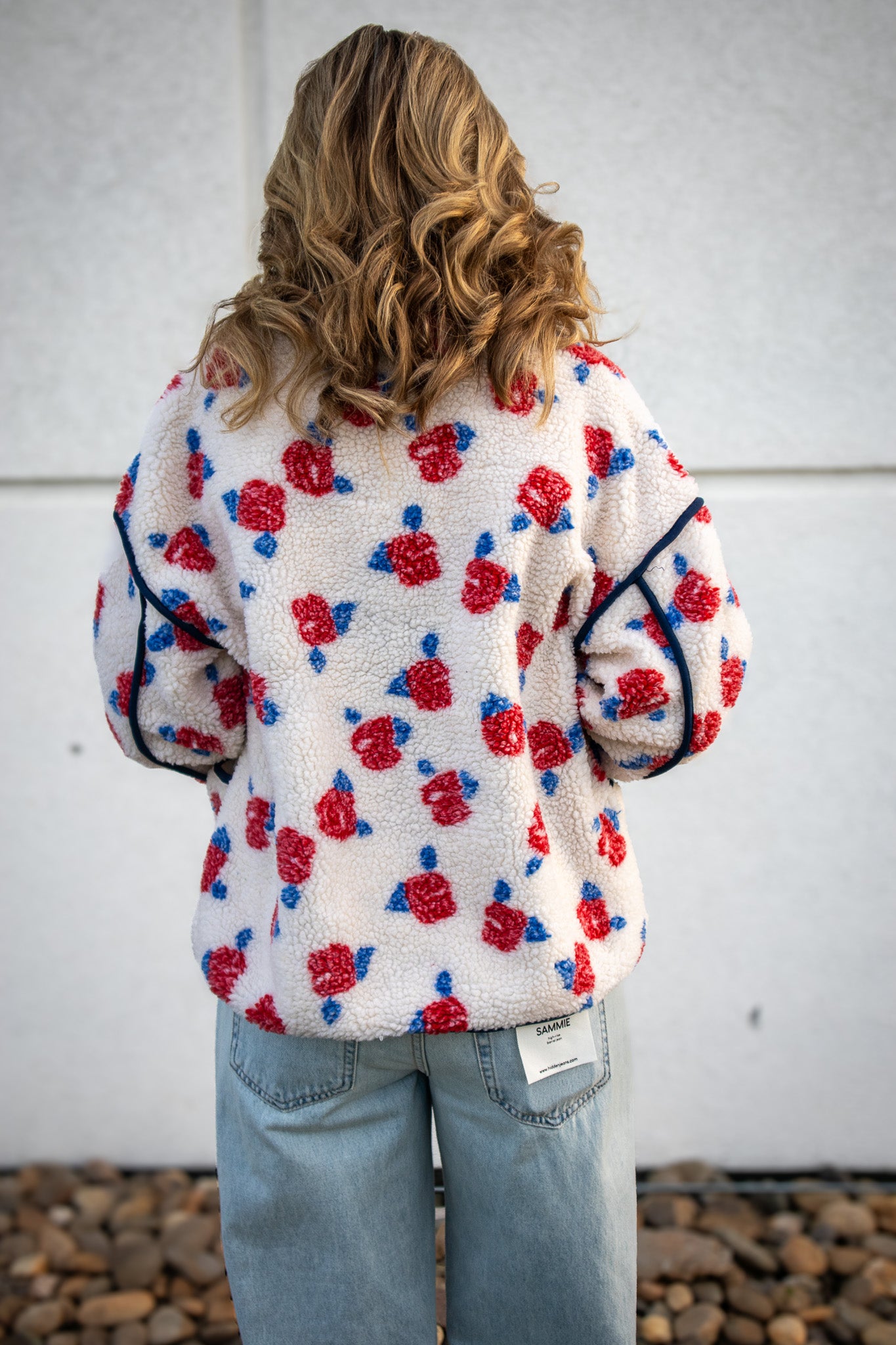 Floral Sherpa Jacket - RED/WHITE