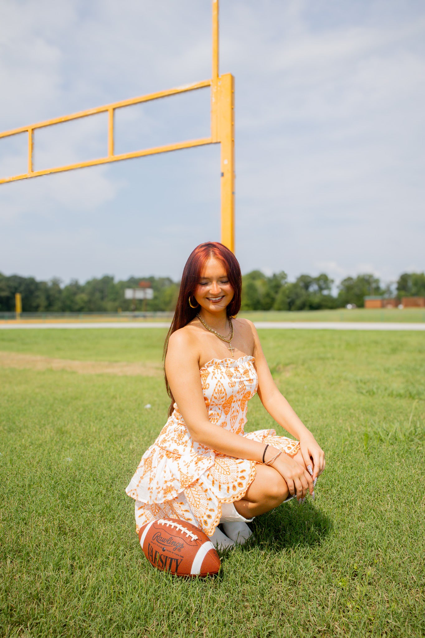 Rocky Top Romance Orange & White Embroidered Eyelet Mini Dress