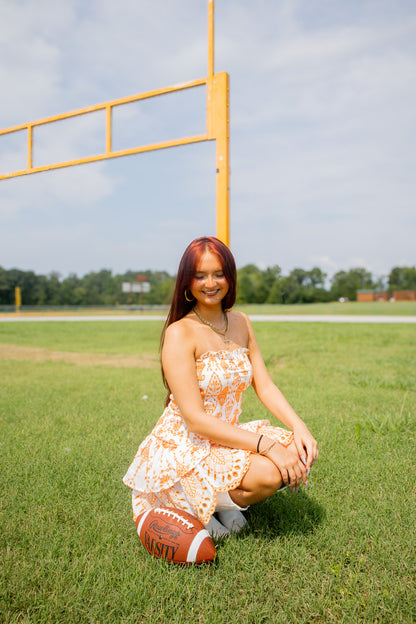 Rocky Top Romance Orange & White Embroidered Eyelet Mini Dress
