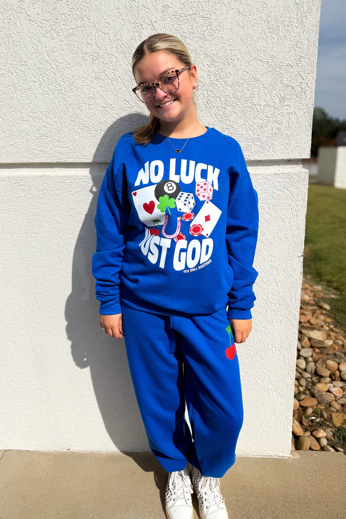 No Luck Just God Graphic Sweatshirt