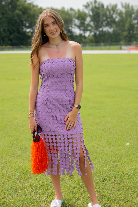 Winning Look Purple Strapless Midi Dress