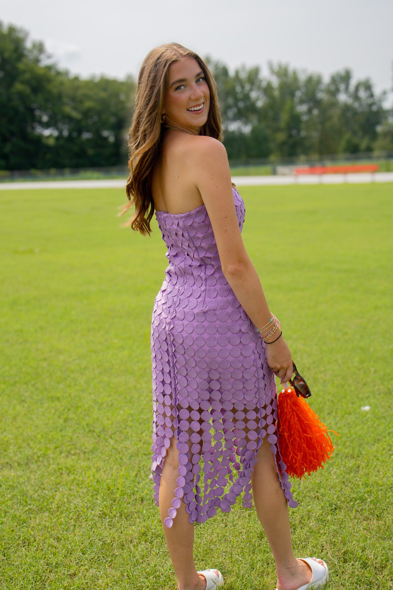 Winning Look Purple Strapless Midi Dress