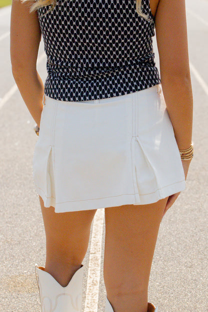 Sideline White Denim Skort