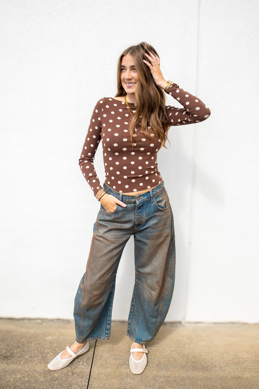Free People - Good Luck Mid-Rise Barrel Jeans - LOST IN THE DESERT