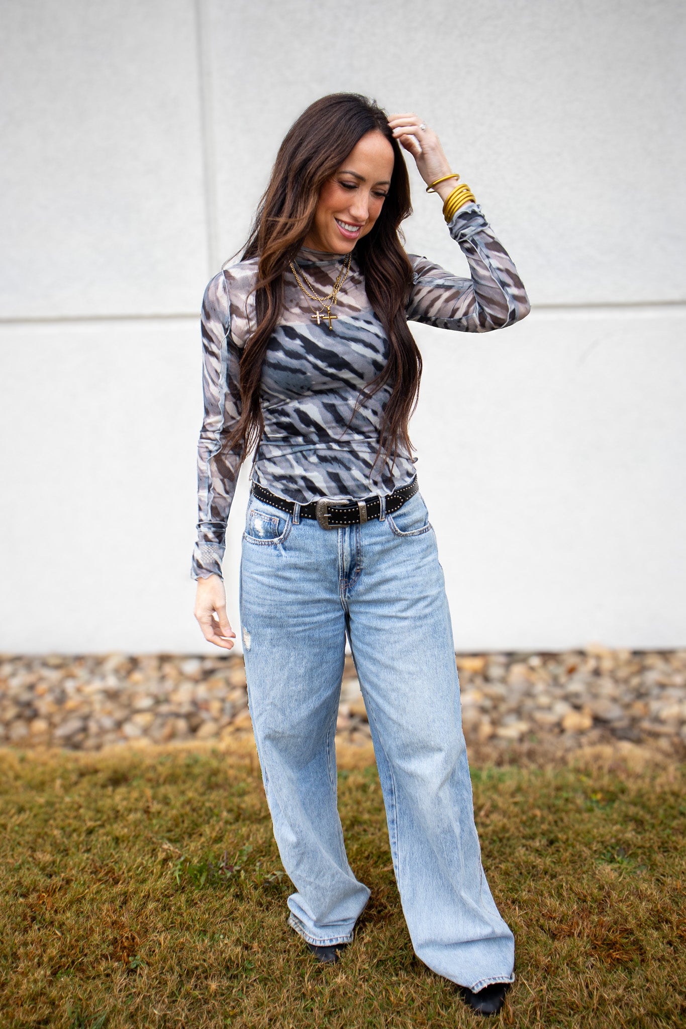 Urban Wild Mesh Top - BLACK/GRAY
