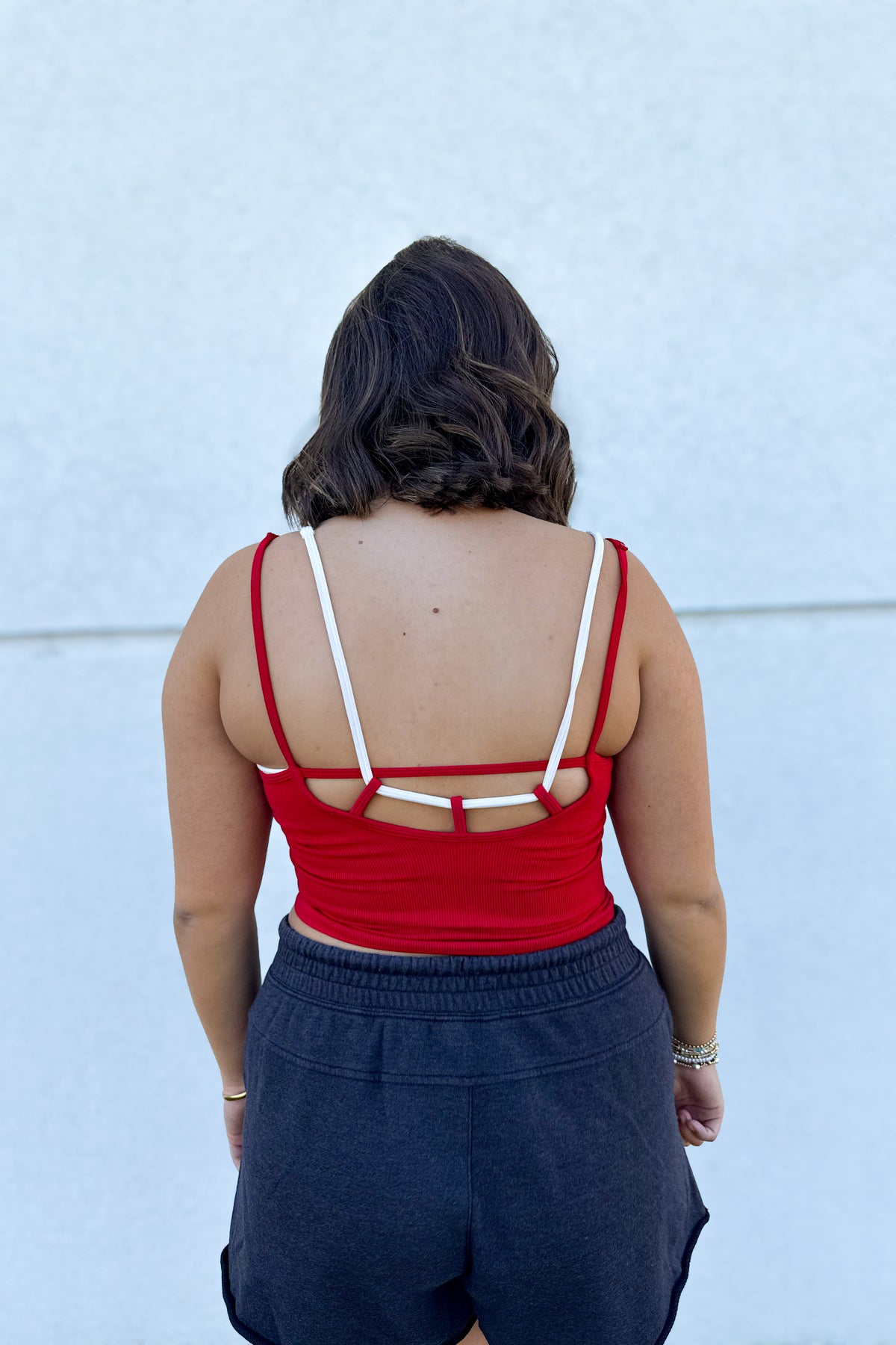 Free People - All Clear Coastline Cami - RED/CREAM