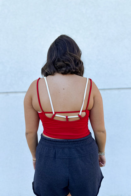Free People - All Clear Coastline Cami - RED/CREAM