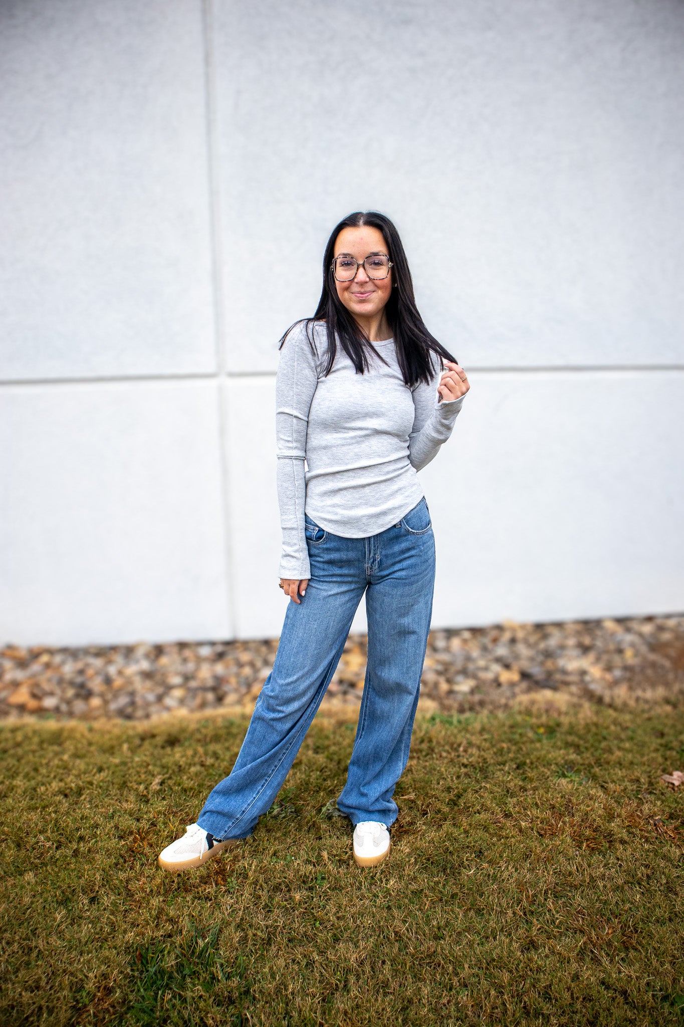 Low Key Long Sleeve Top - HEATHER GRAY