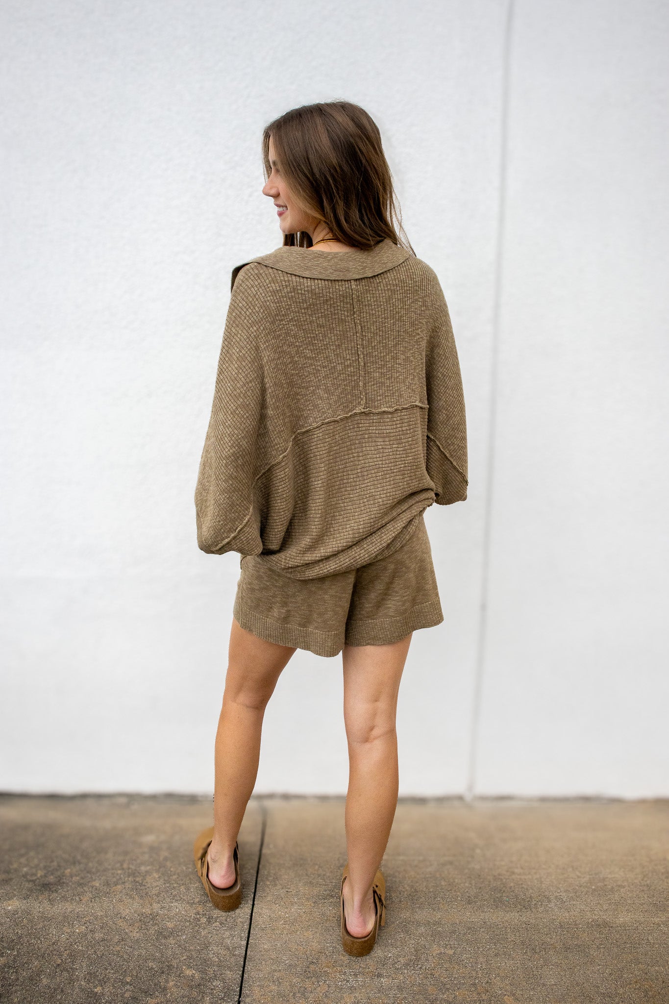 Soft Hours Ribbed Knit Matching Set - OLIVE