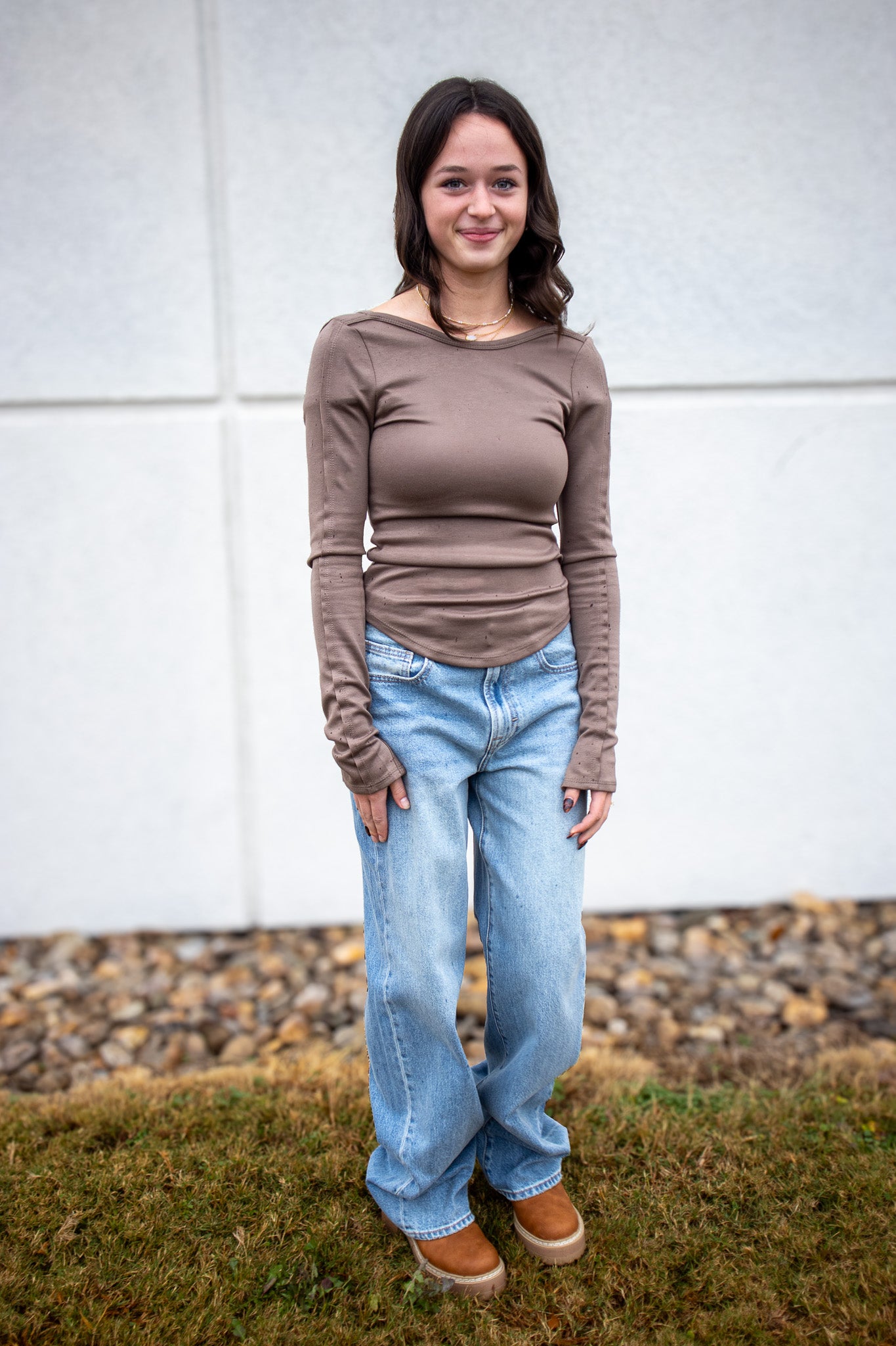 Low Key Long Sleeve Top - MOCHA
