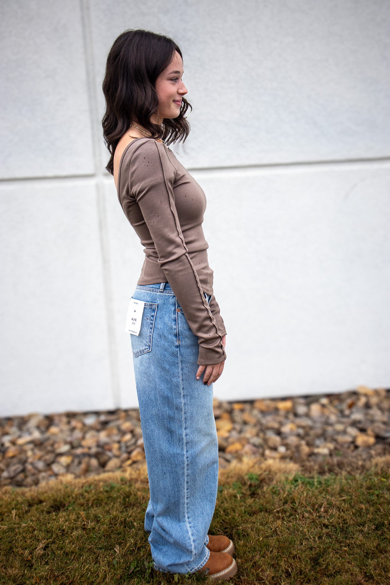 Low Key Long Sleeve Top - MOCHA