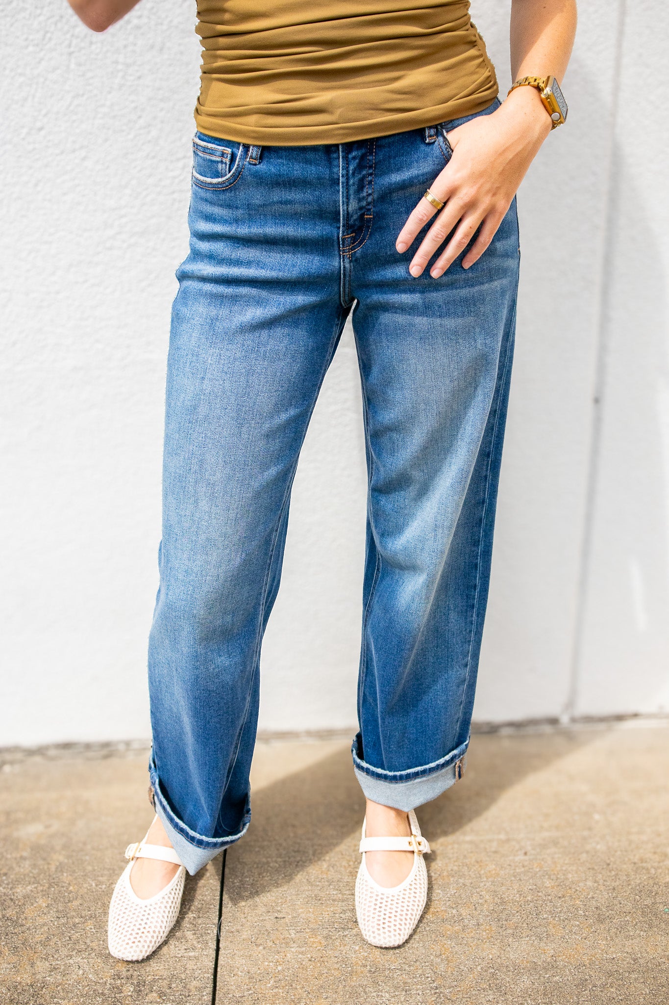 Hidden - Logan Dark Vintage Wash Mid Rise Dad Jeans