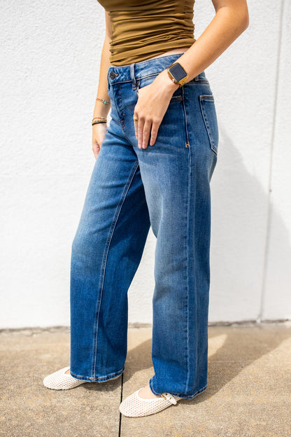 Hidden - Logan Dark Vintage Wash Mid Rise Dad Jeans