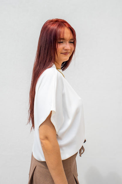 Modern Moment Boxy Mock Neck Top - White