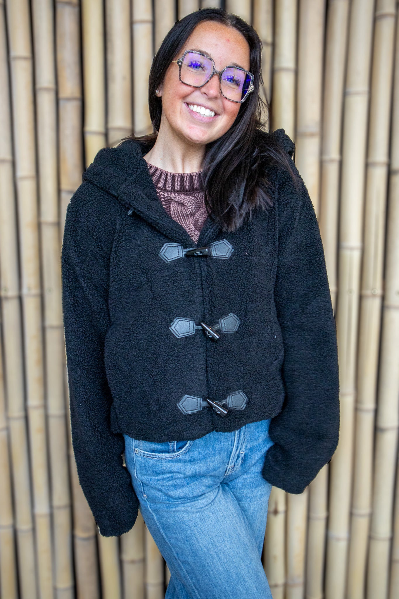 Soft Cozy Teddy Jacket - BLACK