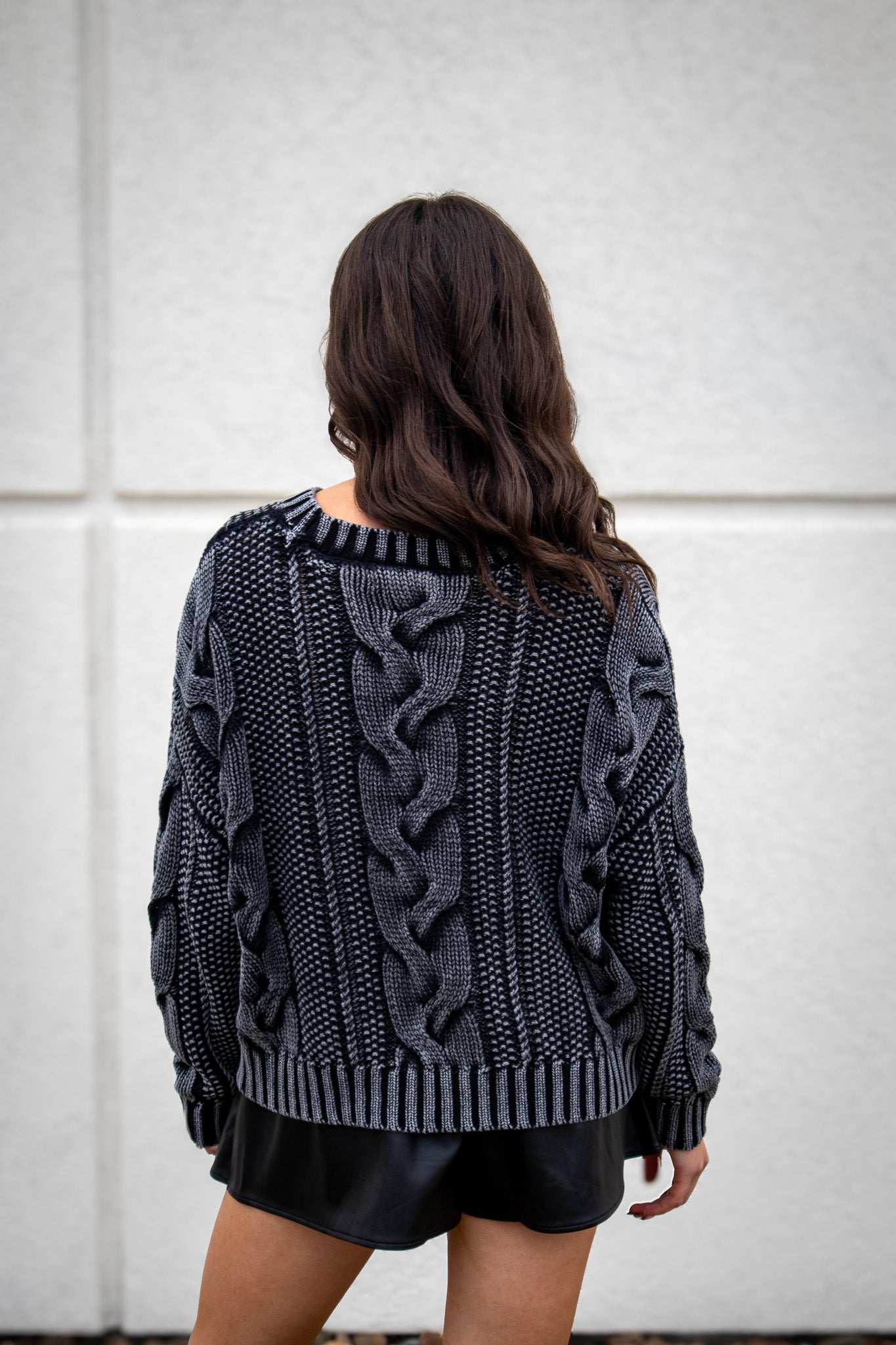 Stay Cozy Cable Knit Sweater - CHARCOAL