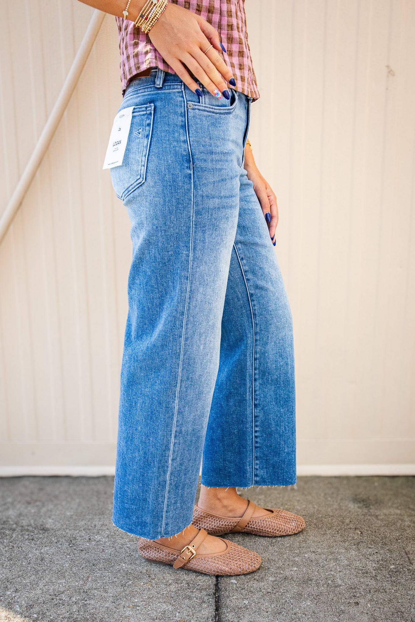Hidden - Logan Medium Wash Mid Rise Petite Dad Jeans