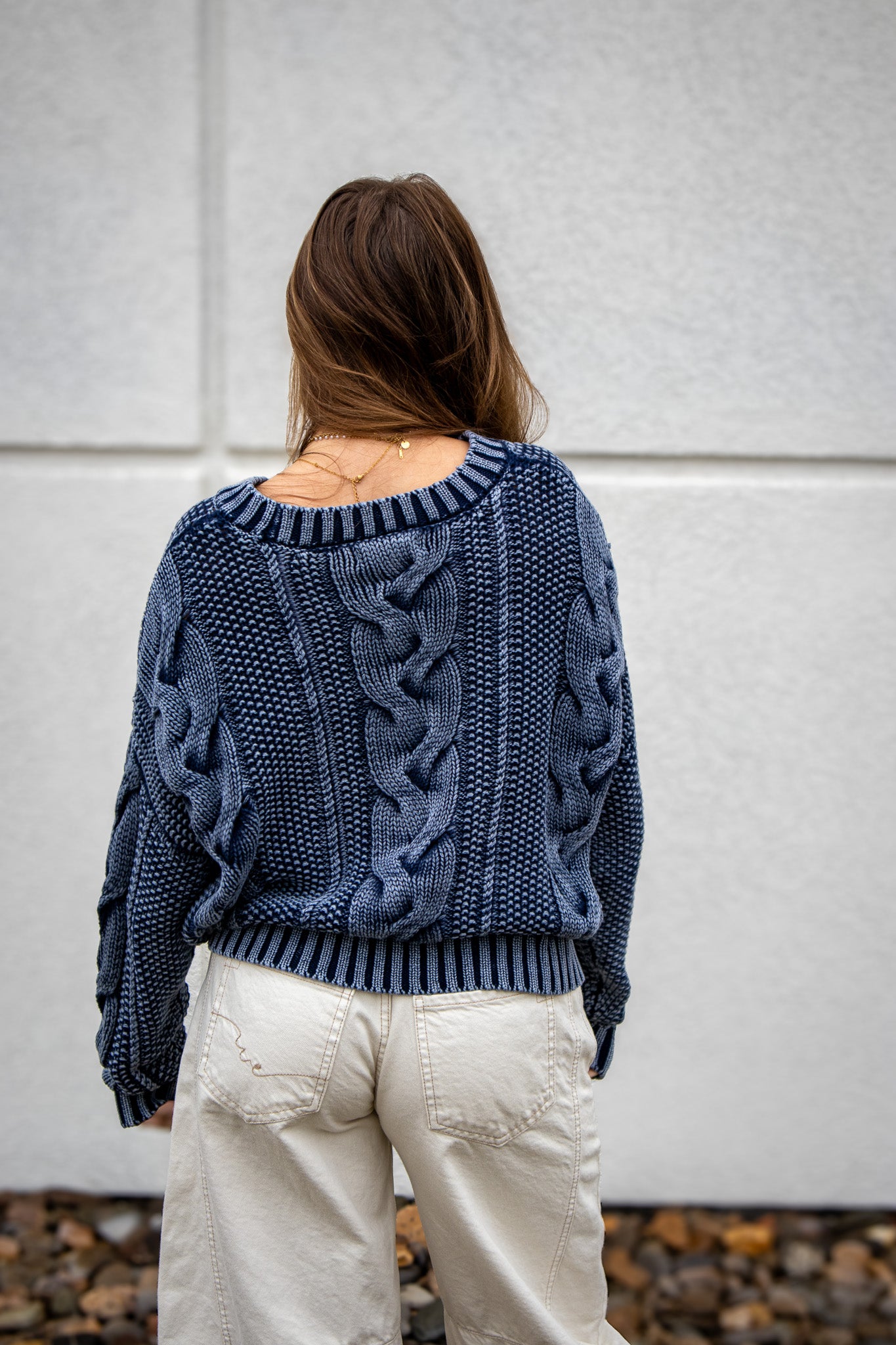 Stay Cozy Cable Knit Sweater - NAVY