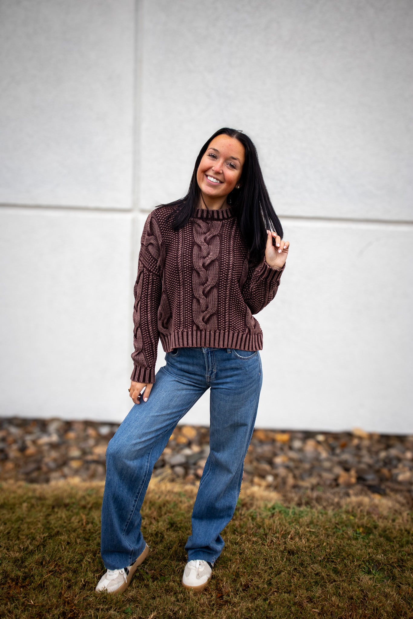 Stay Cozy Cable Knit Sweater - MAROON