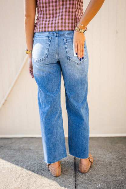 Hidden - Logan Medium Wash Mid Rise Petite Dad Jeans