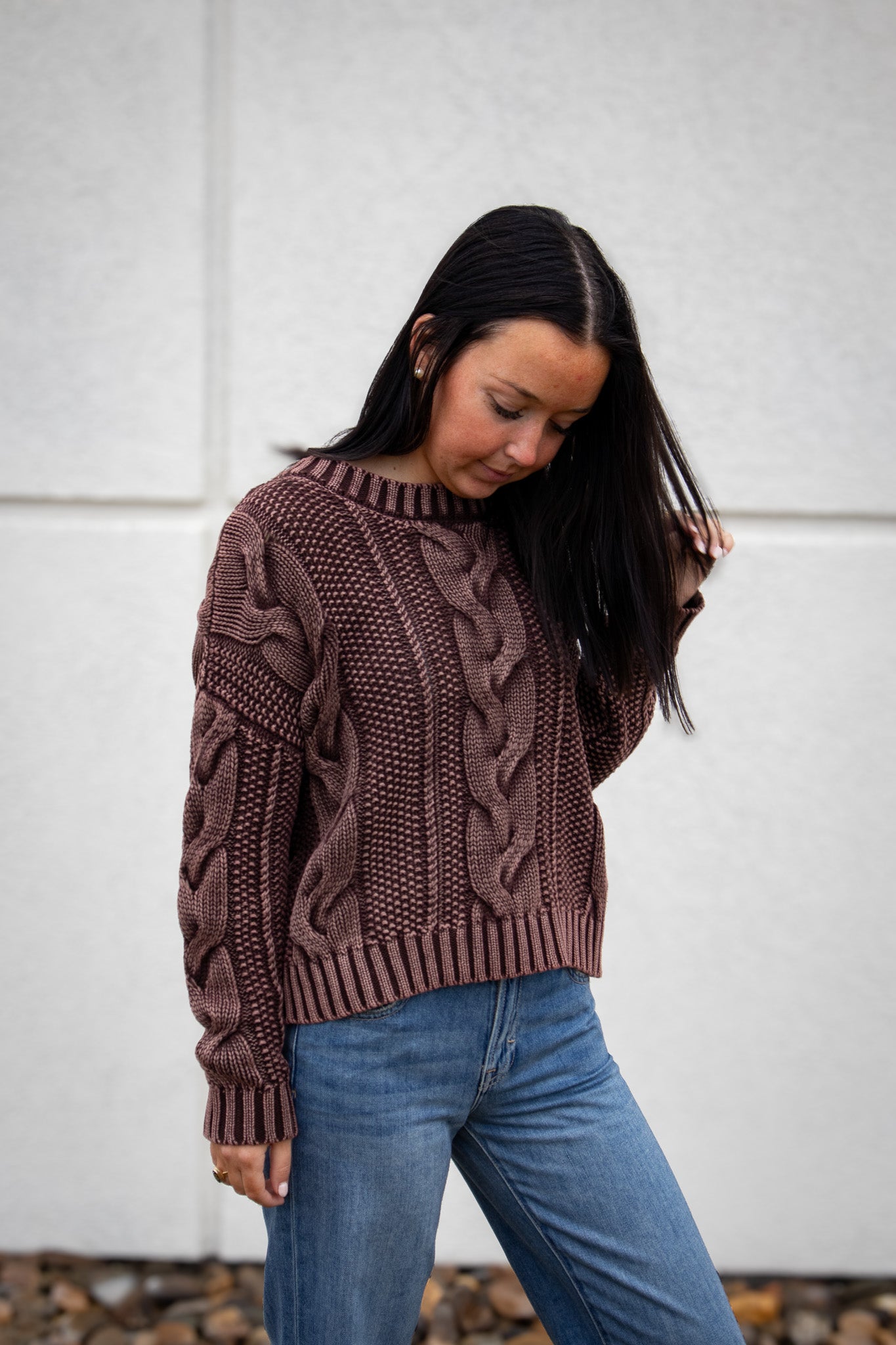 Stay Cozy Cable Knit Sweater - MAROON