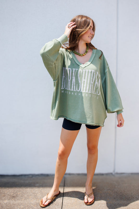Free People Venice V-Neck Oversized Graphic Sweatshirt - Berkshires Edition