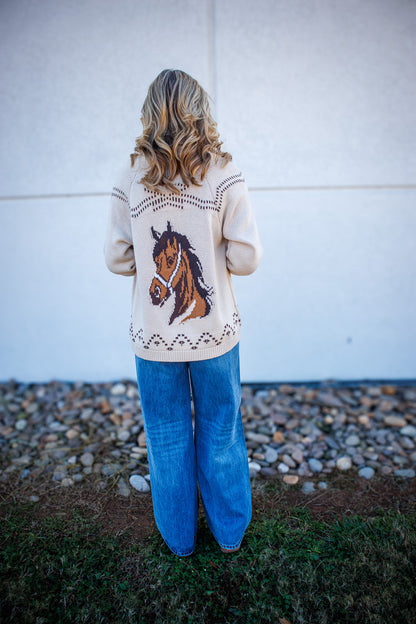 Western Horse Knit Cardigan