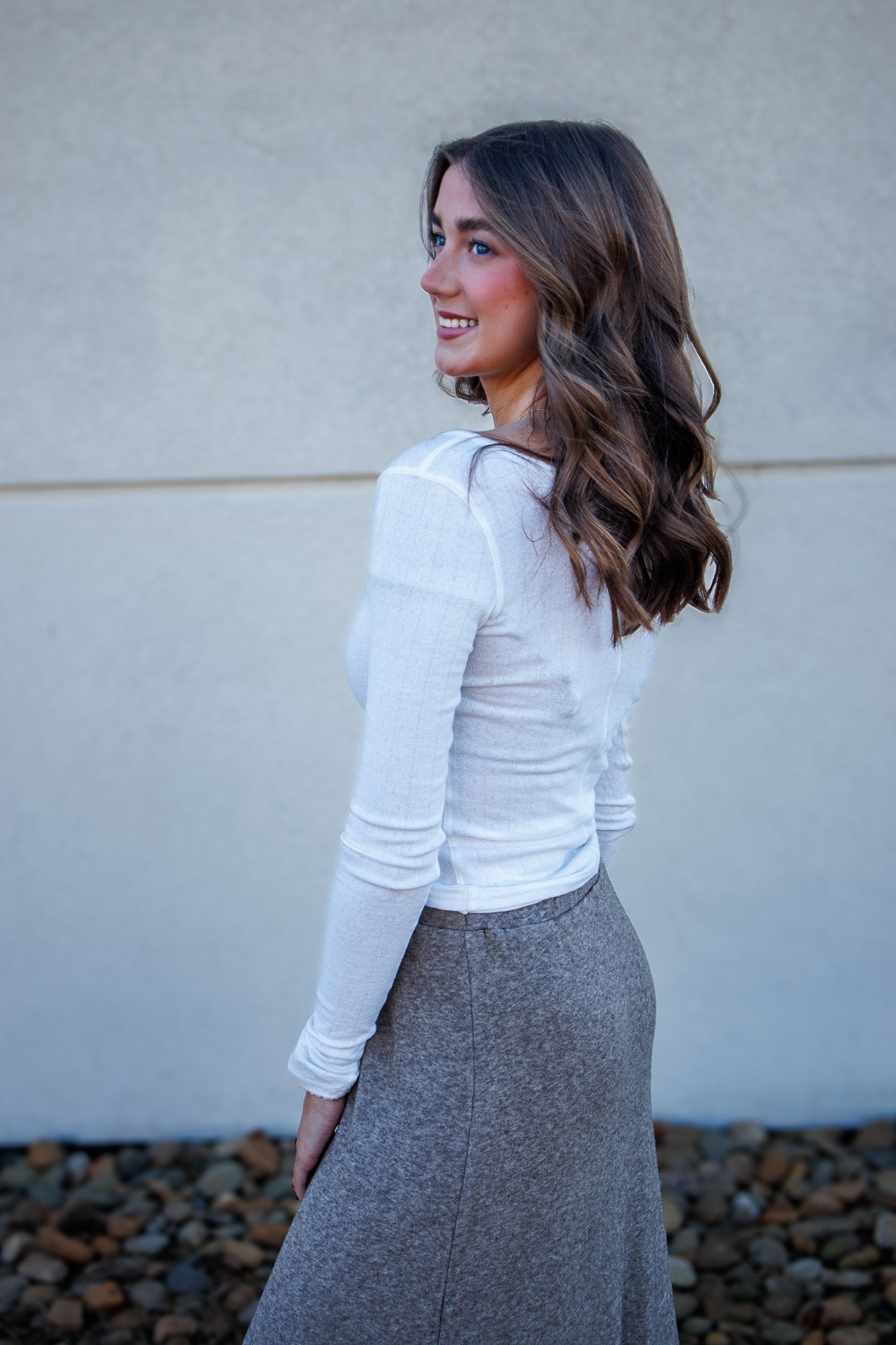 Free People - End Game Pointelle Long Sleeve - SUGAR SWIZZLE (WHITE)