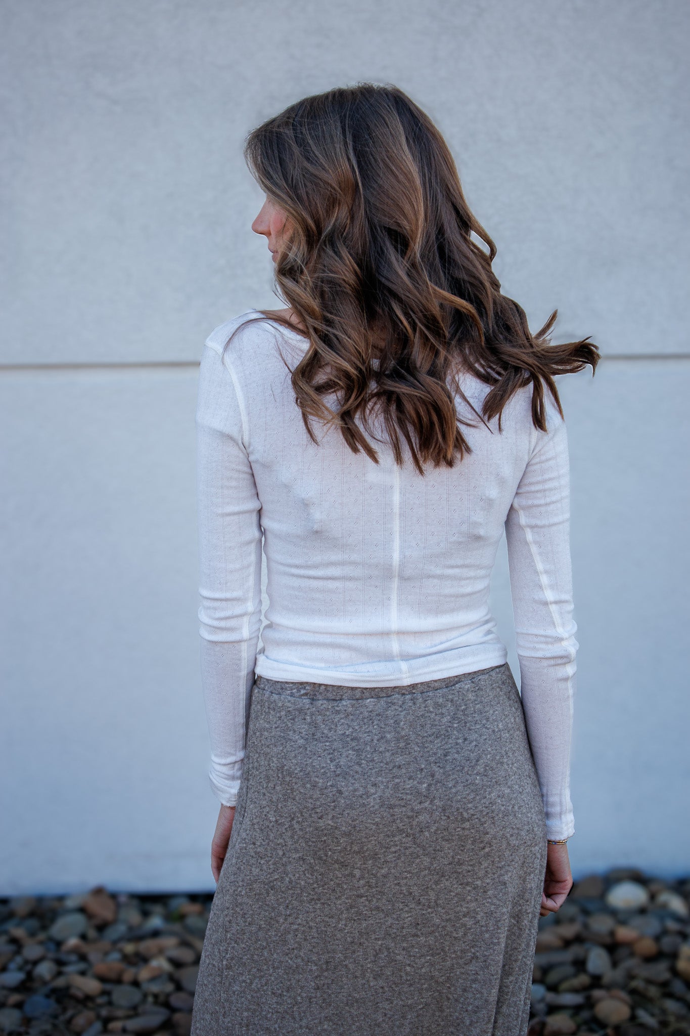 Free People - End Game Pointelle Long Sleeve - SUGAR SWIZZLE (WHITE)