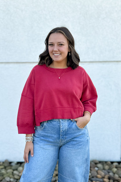 Free People - Intercept Short Sleeve Pullover - Candy Apple Red