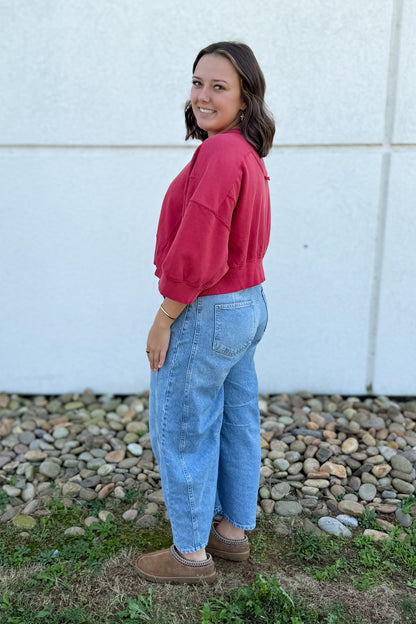Free People - Intercept Short Sleeve Pullover - Candy Apple Red
