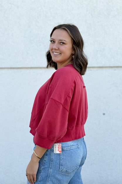 Free People - Intercept Short Sleeve Pullover - Candy Apple Red