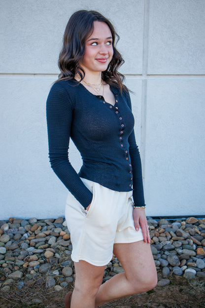 Free People - Going Places Cardi - BLACK