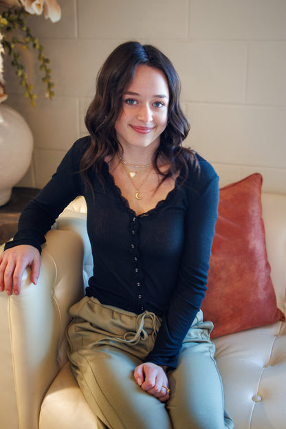 Free People - Big Love Rib Cardi - BLACK
