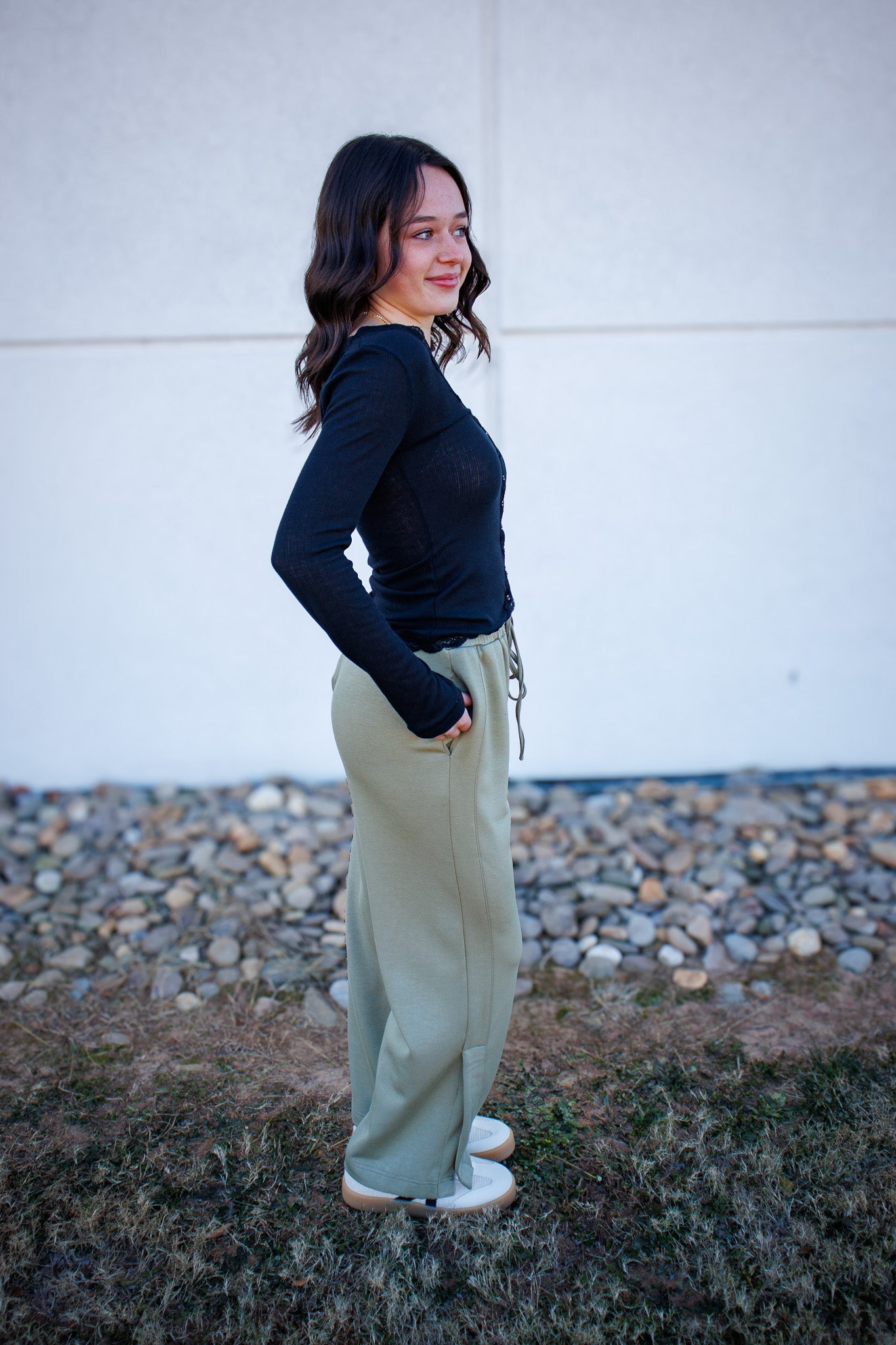 Serenity Modal Side Slit Pants - OLIVE
