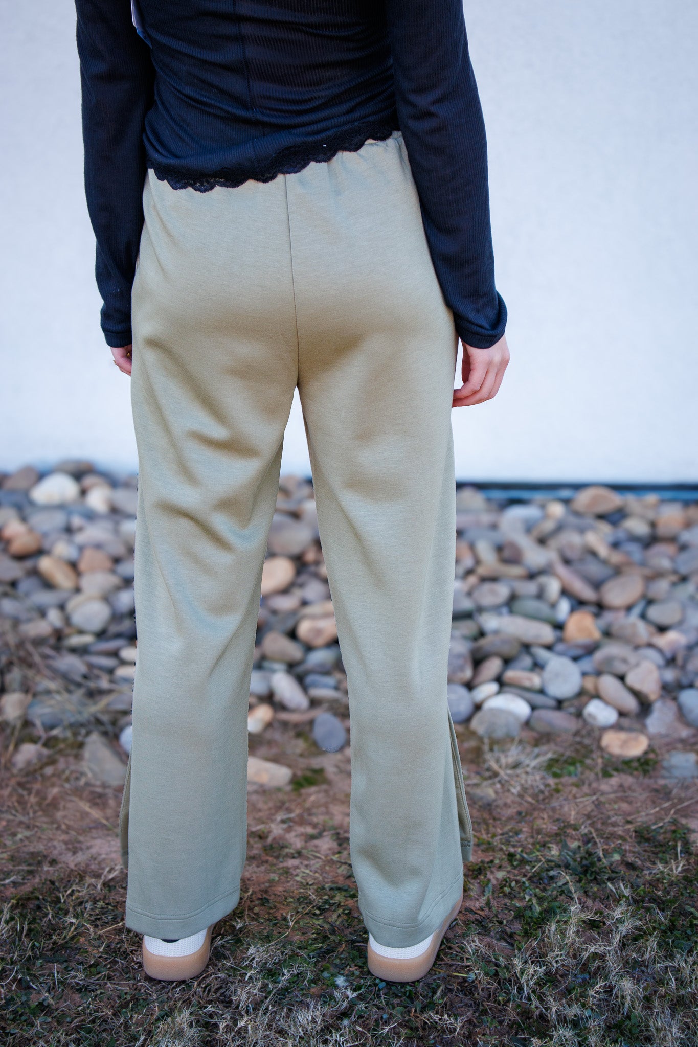 Serenity Modal Side Slit Pants - OLIVE