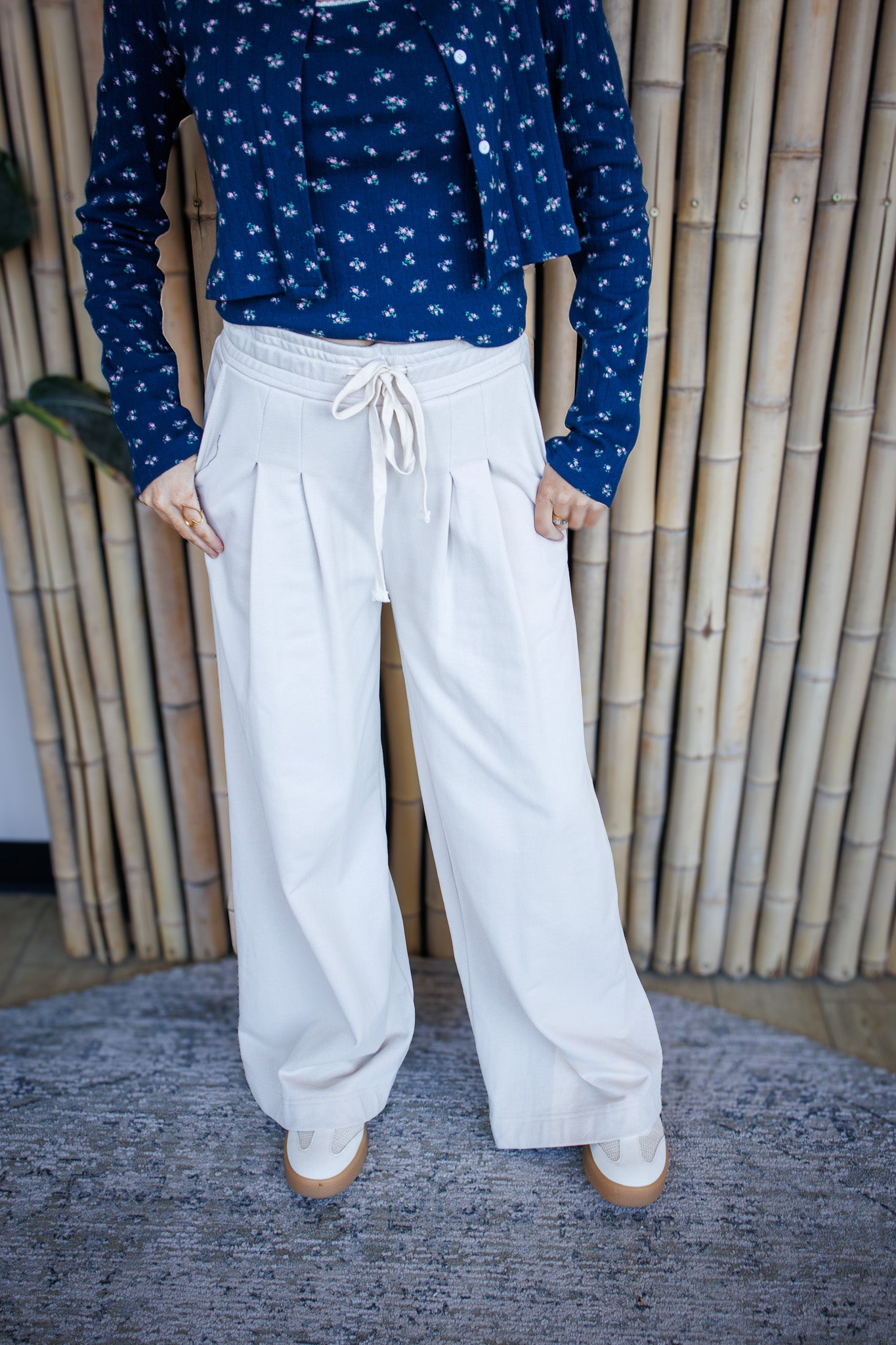 Soft Ivory Pleated Lounge Pants