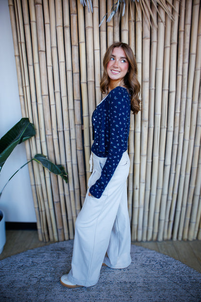 Dainty Florals Blue Cardigan/Tank Set