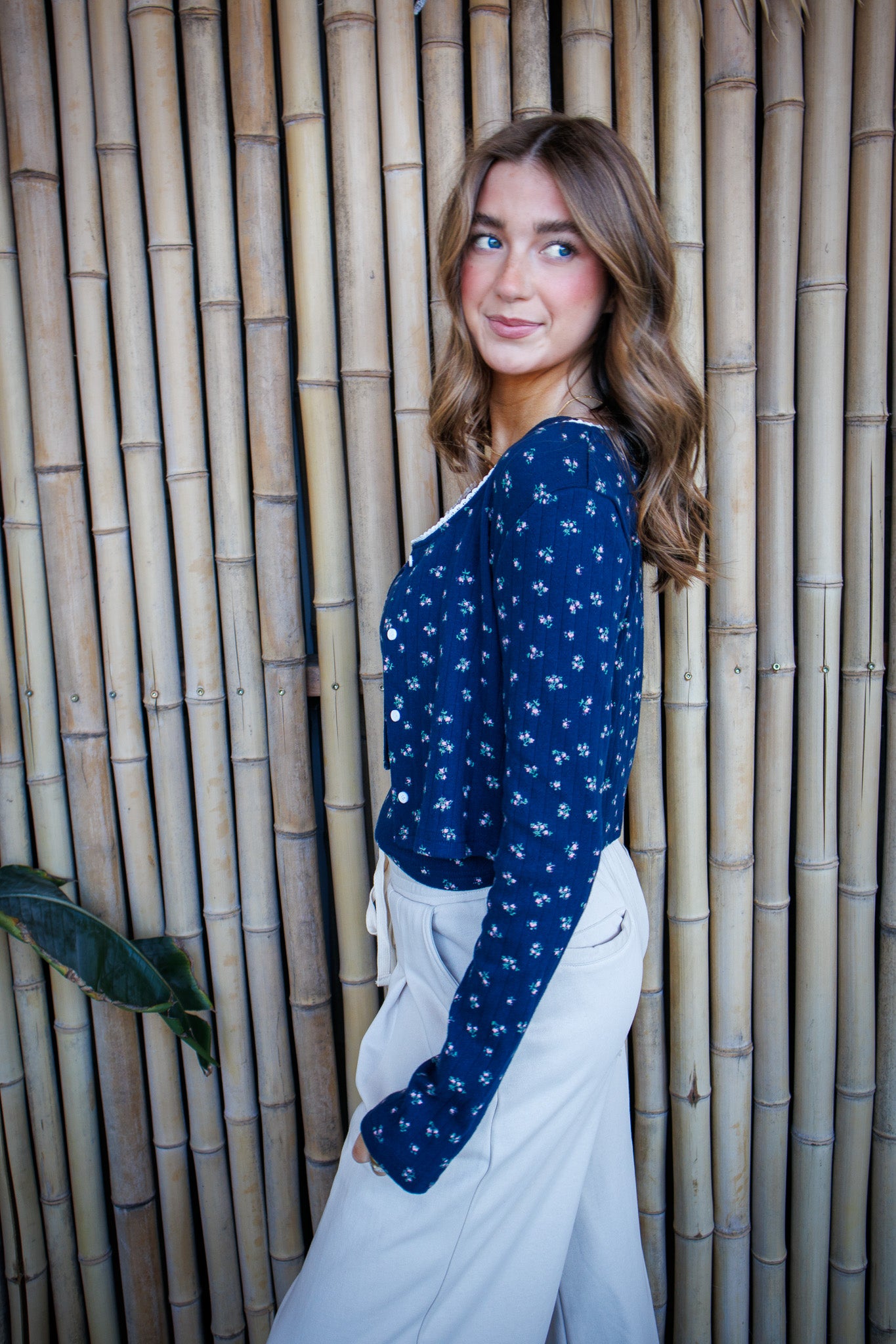Dainty Florals Blue Cardigan/Tank Set