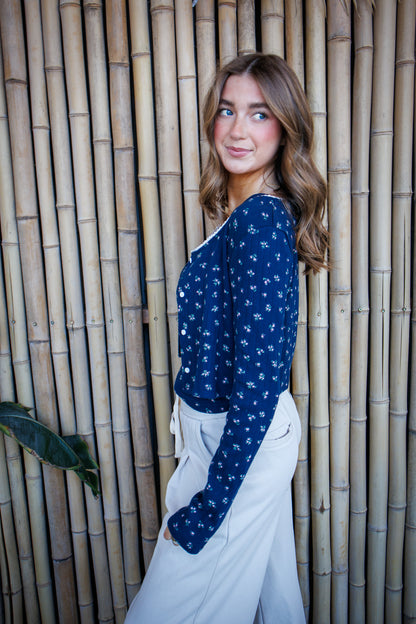 Dainty Florals Blue Cardigan/Tank Set