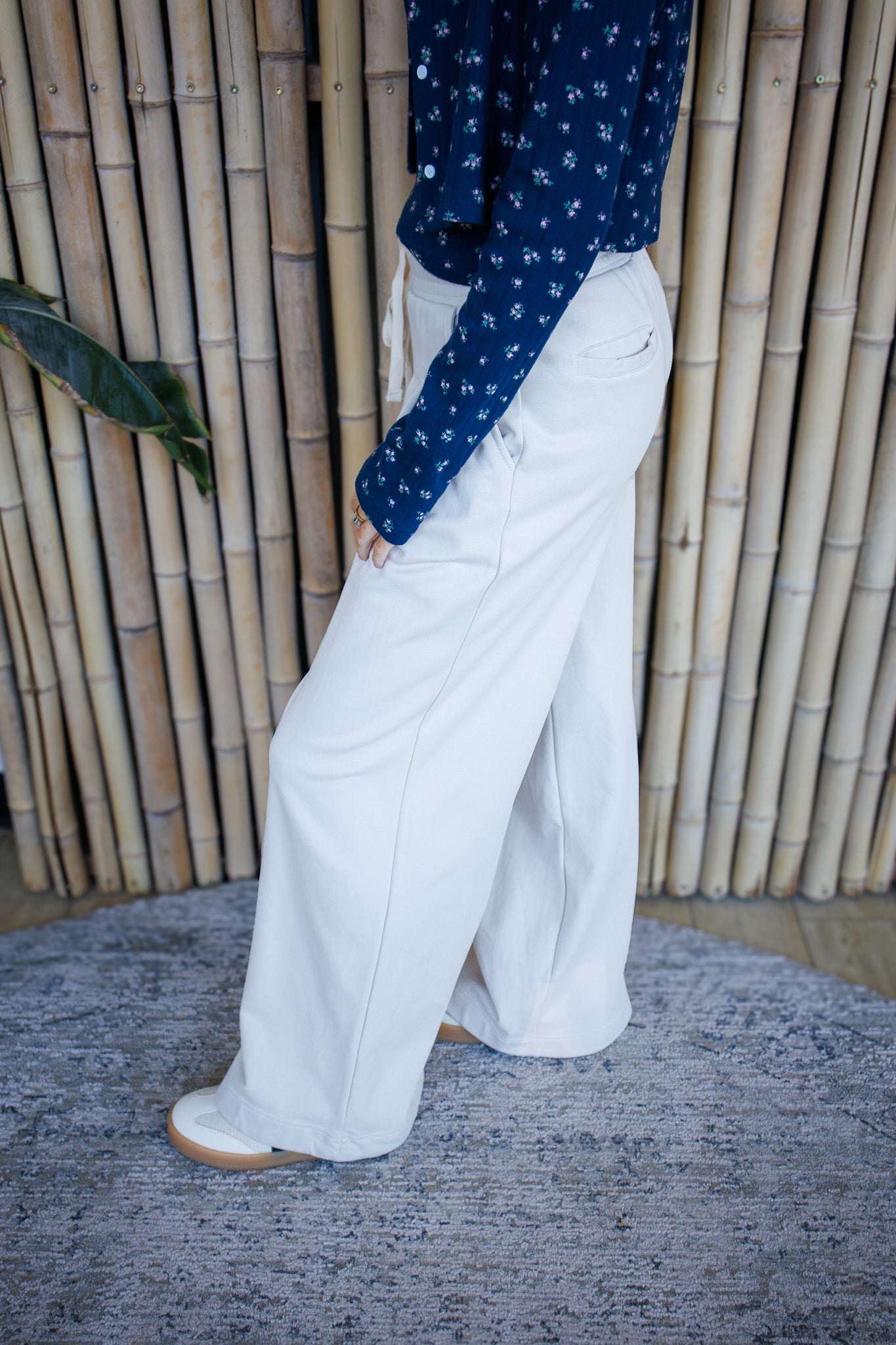 Soft Ivory Pleated Lounge Pants