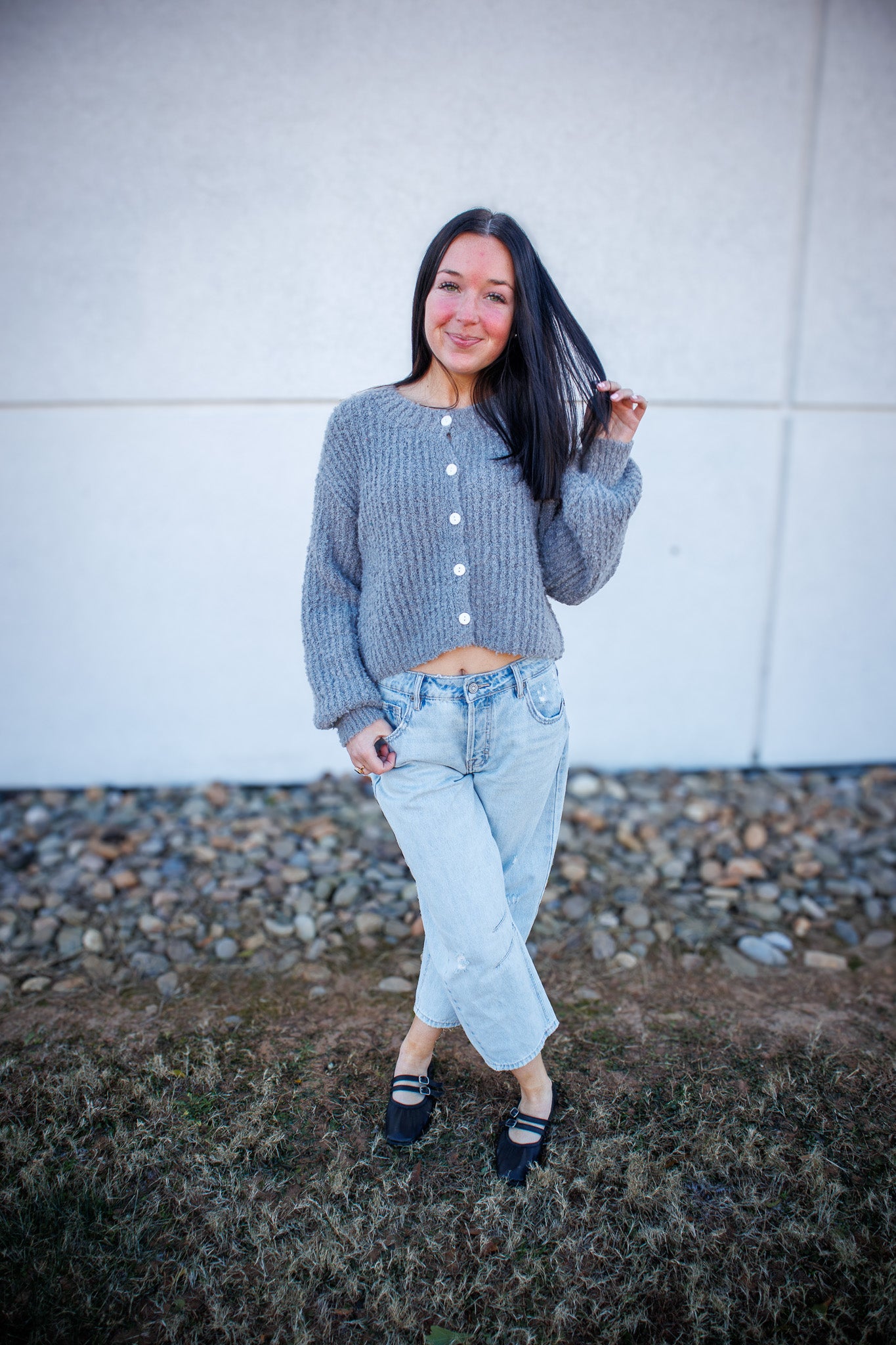Cozy Knit Button Up Cardigan - HEATHER GRAY