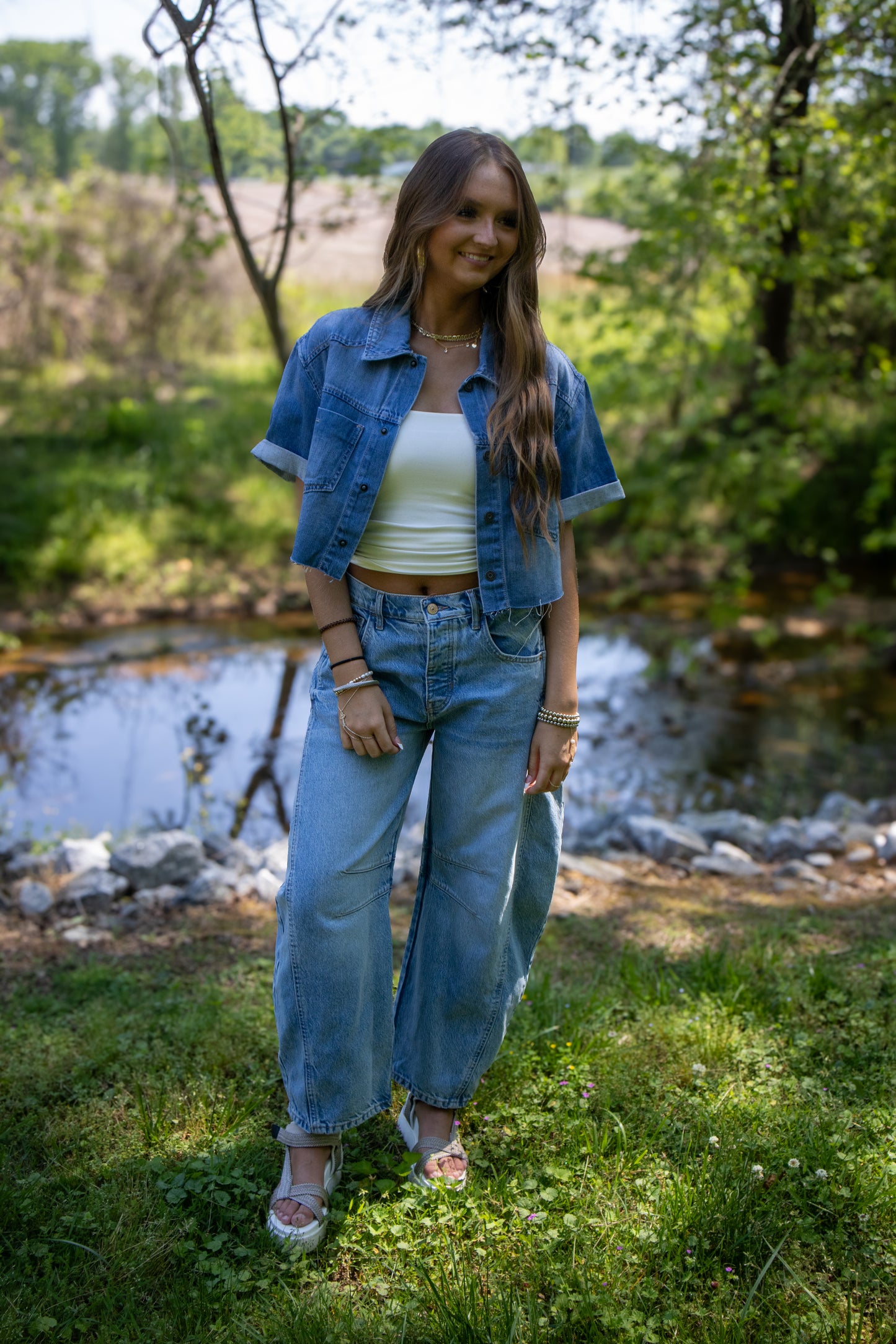 Free People - Good Luck Mid-Rise Barrel Jeans - ULTRA LIGHT BEAM