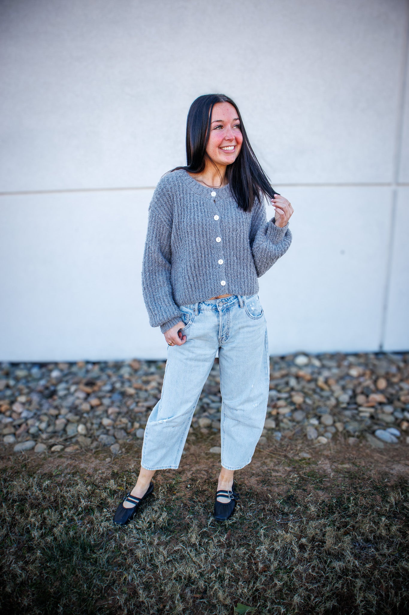 Cozy Knit Button Up Cardigan - HEATHER GRAY