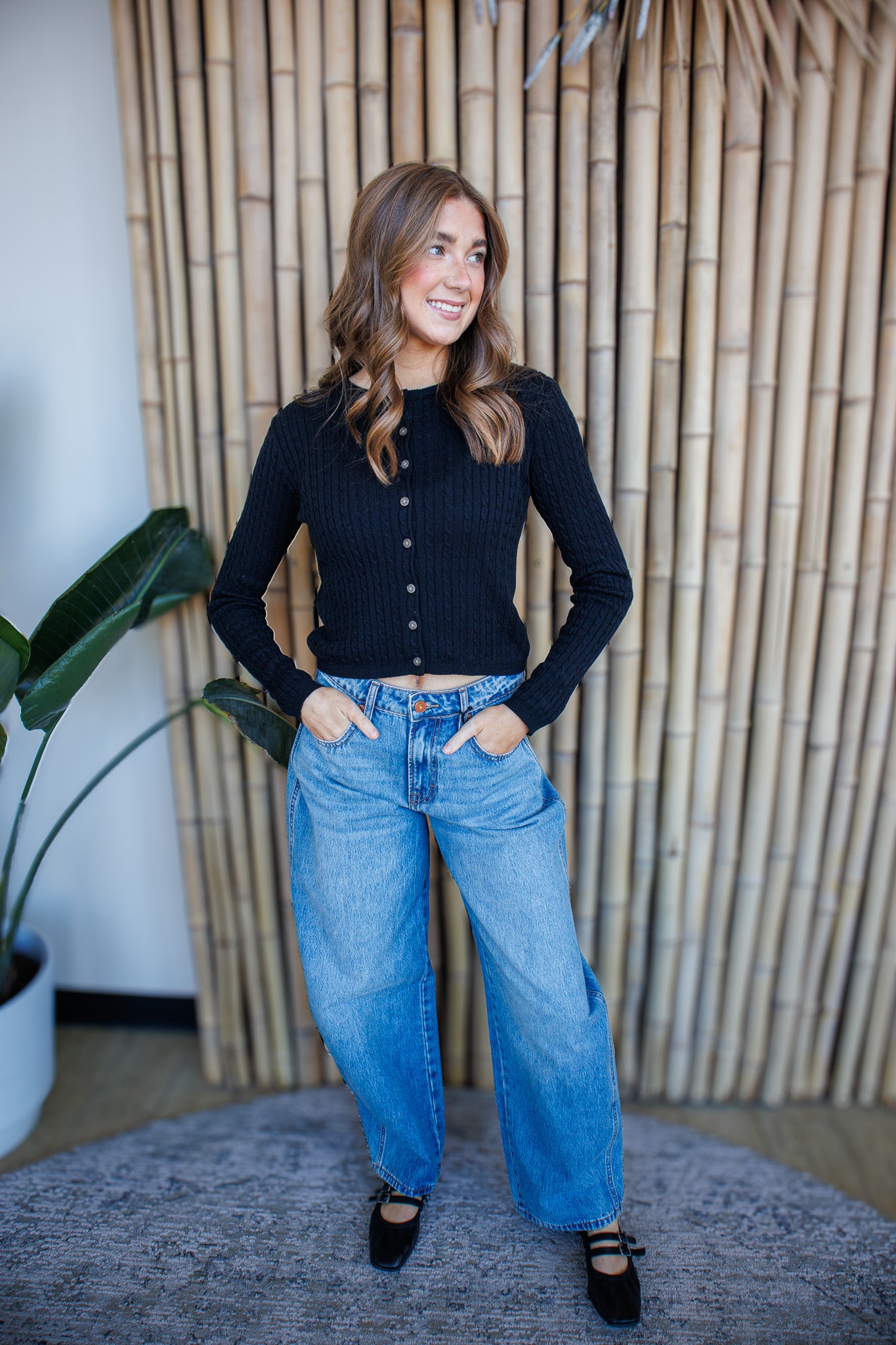 Black Cable Knit Cardigan