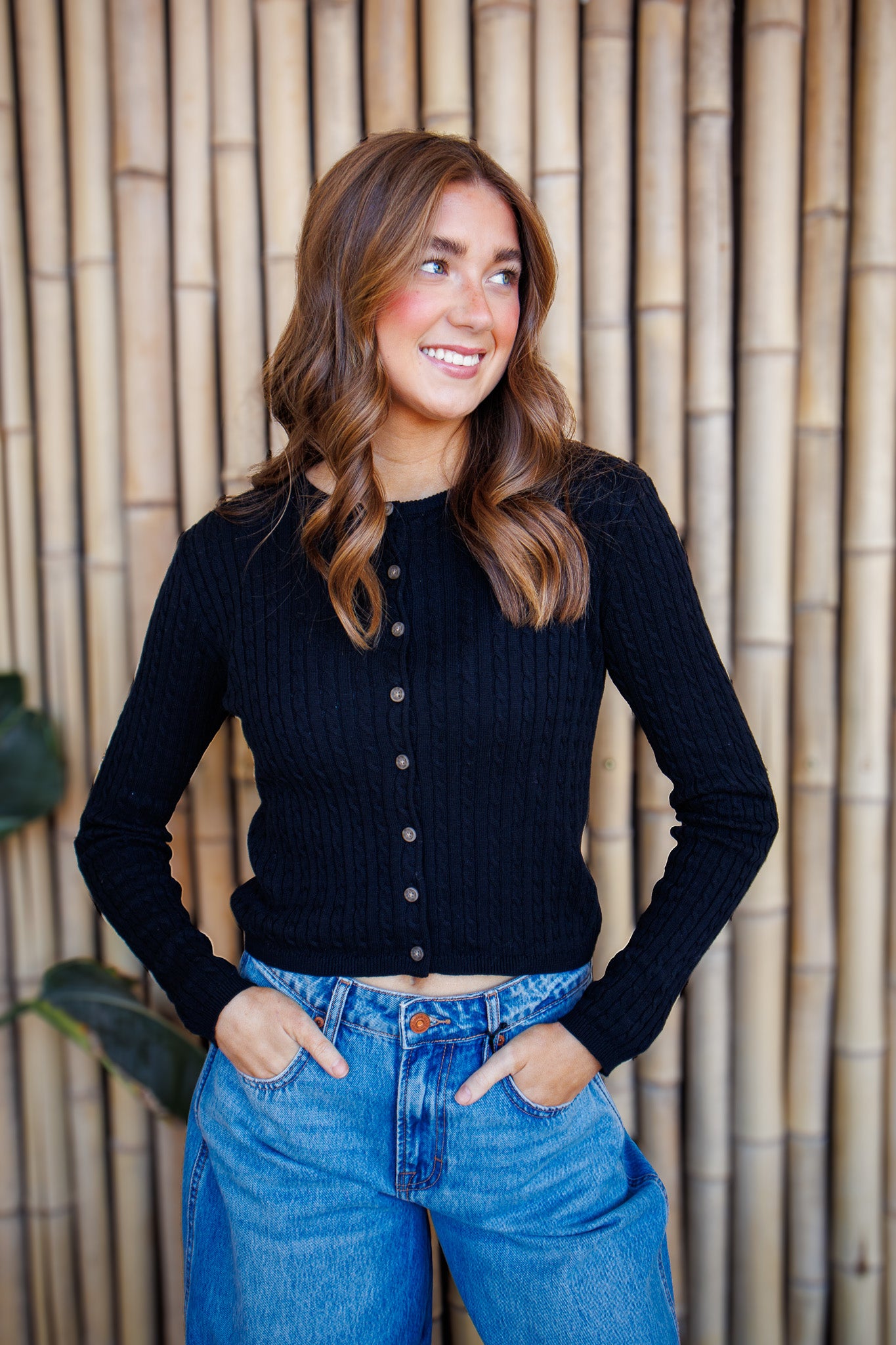 Black Cable Knit Cardigan