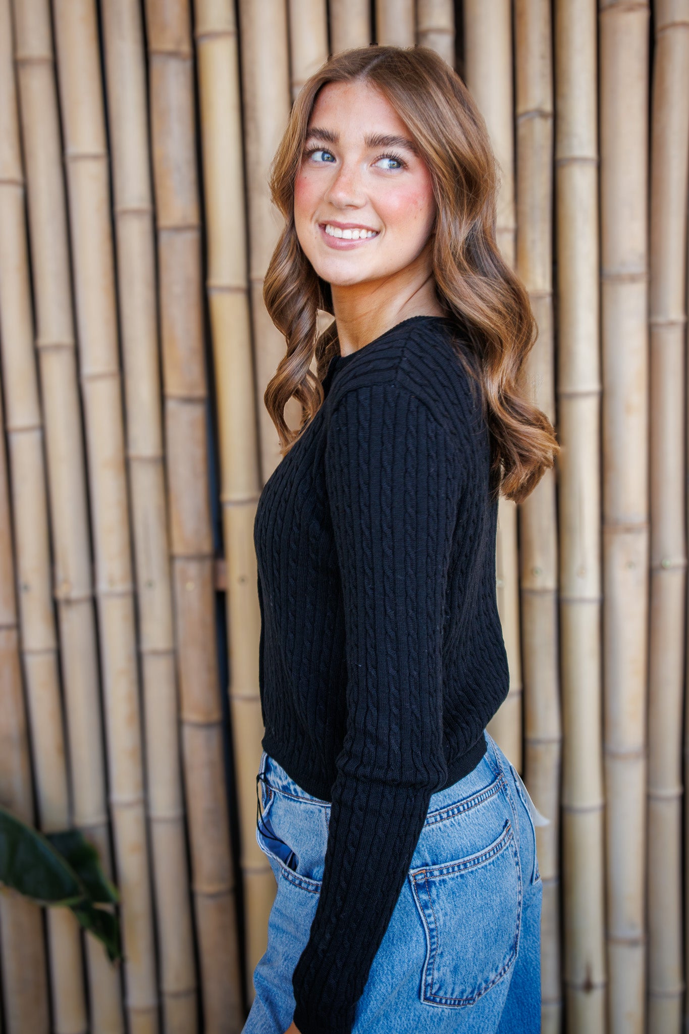 Black Cable Knit Cardigan