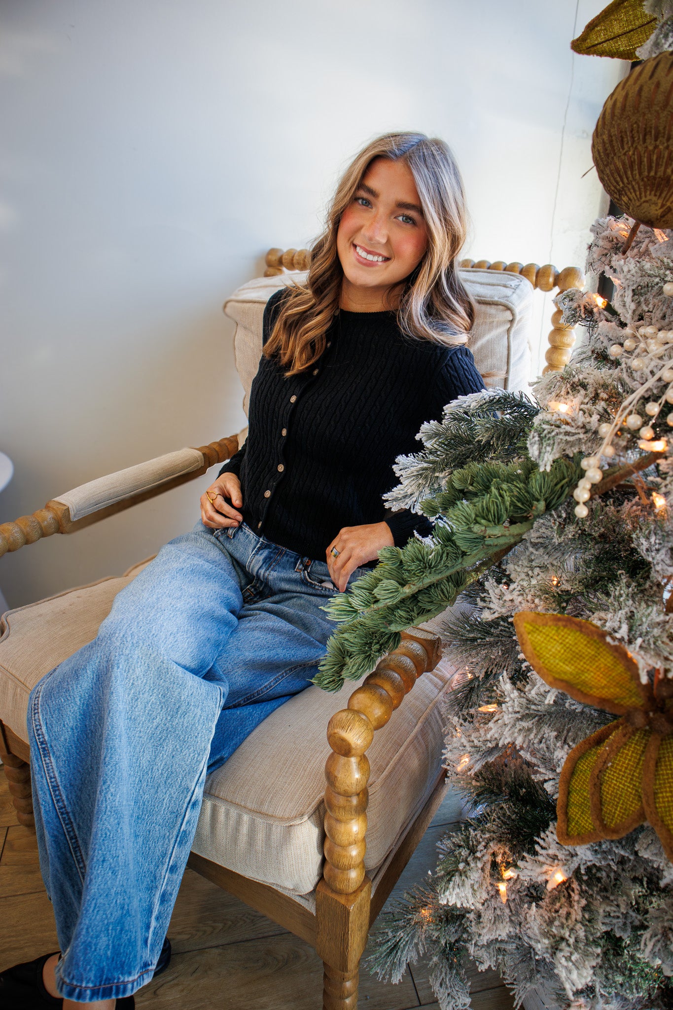 Black Cable Knit Cardigan